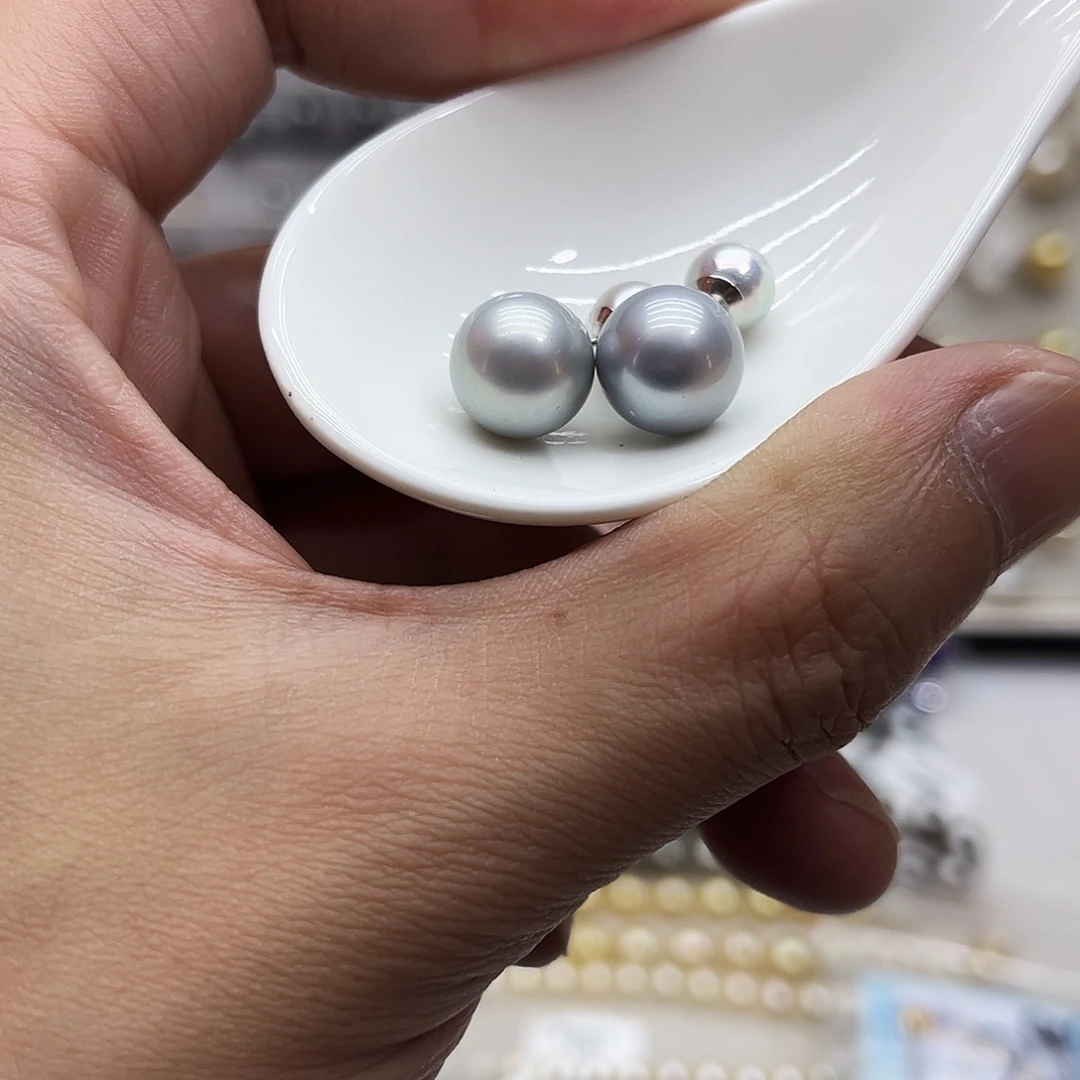 海水珍珠耳饰银S925镶嵌