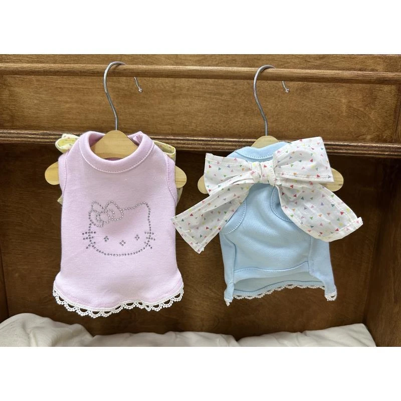 飞袖波点烫钻拼接宠物打底衫舒适透气适合春夏季节狗狗衣服