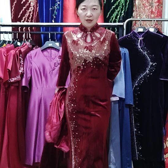 3XL4XL5XL旗袍烫钻