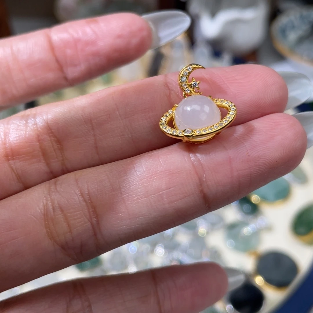 项链银S925镶嵌翡翠吊坠
