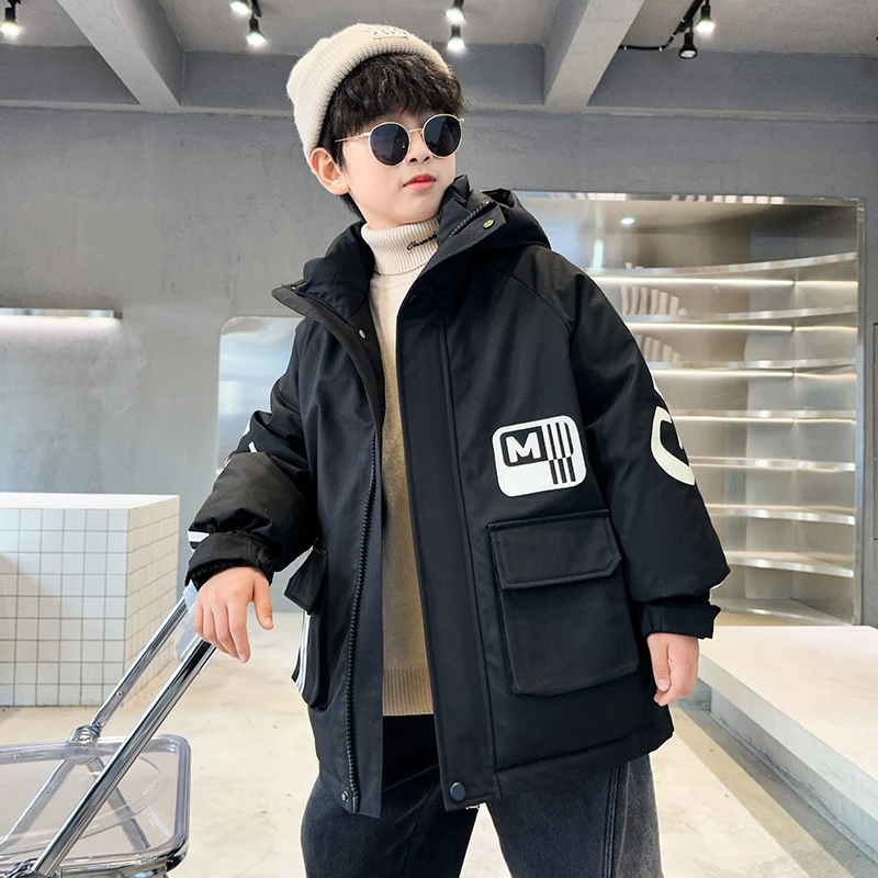 儿童装男童冬装外套新款中大童洋气男孩秋冬季夹棉加厚棉服D2029