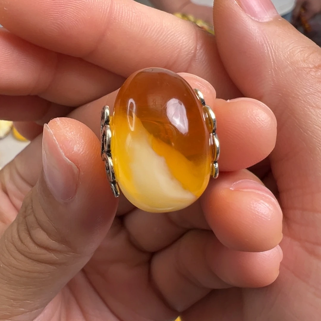 琥珀银S925镶嵌裸石蜜蜡