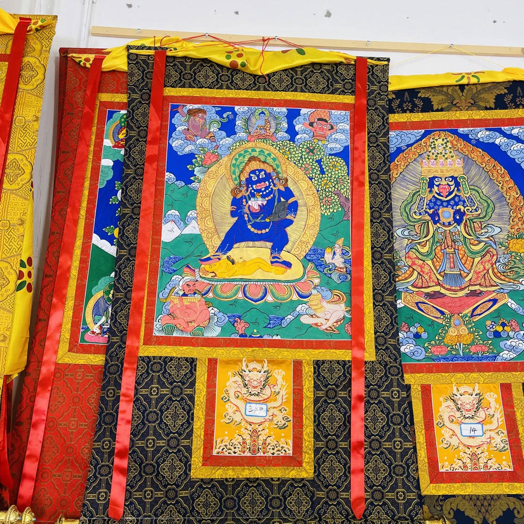 热贡精品唐卡黑财神手绘349