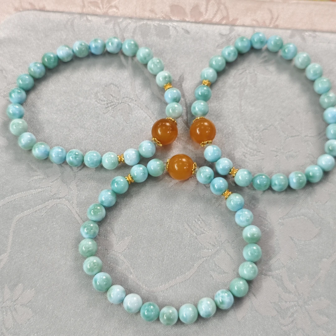 【书记甄选】天然海纹石单圈手链 多样性发一件 约7mm  JS4853