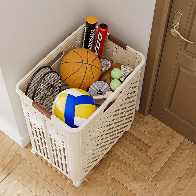 球类收纳筐家用篮球足球羽毛球收纳架置物架儿童防尘大容量储物架