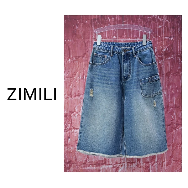 【亮哥女装】欧版小众设计师黑灰色碎花满印休闲牛仔短裤8328