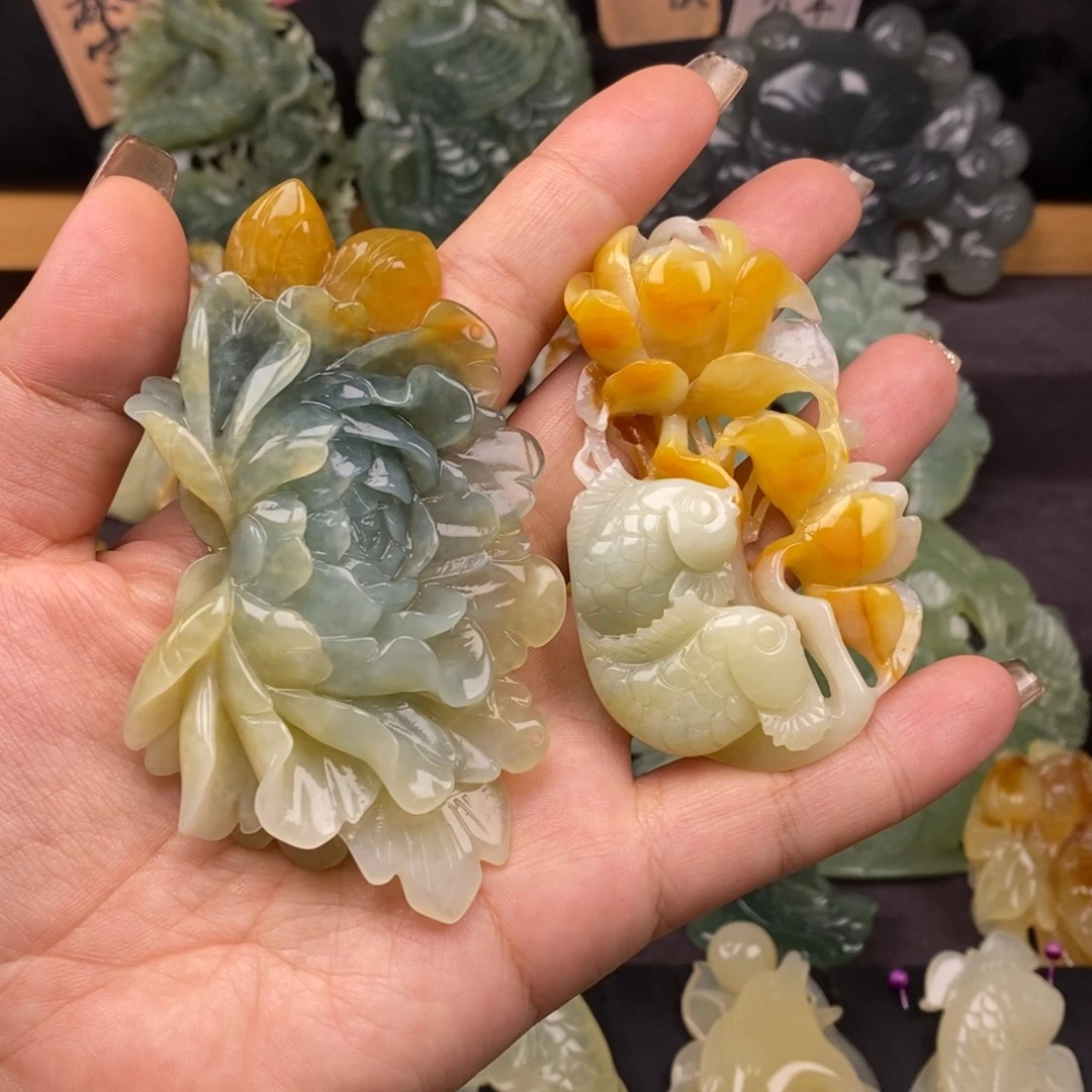 ꉂ***依蛇纹石玉未镶嵌吊坠(赠链)