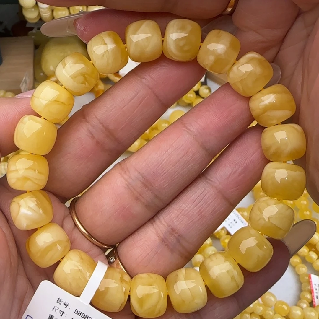 蜜蜡未镶嵌手链妖白花老型手串