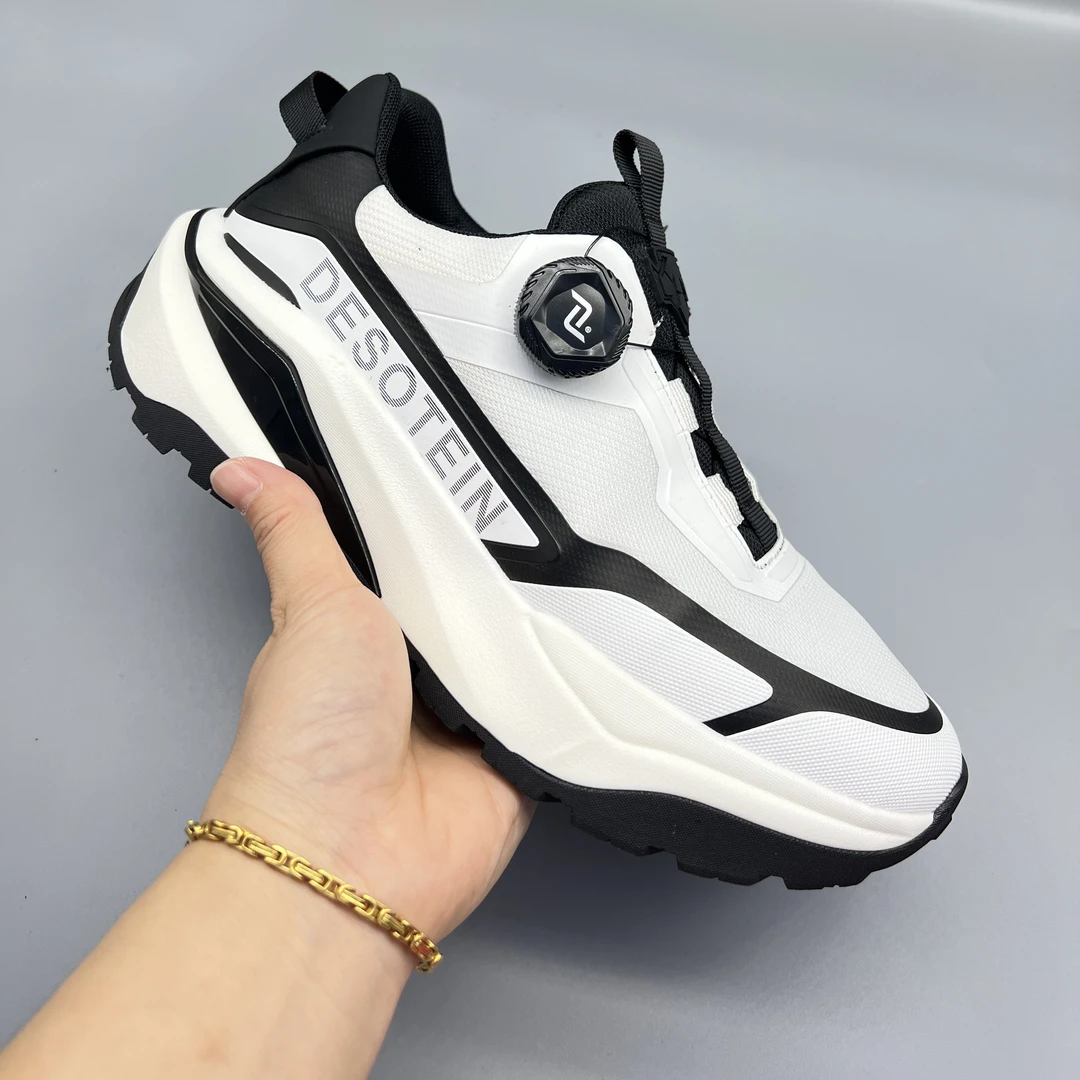 狼耳新款真皮底垫圆头时尚潮流纽扣鞋带百搭运动男鞋透气增高减震