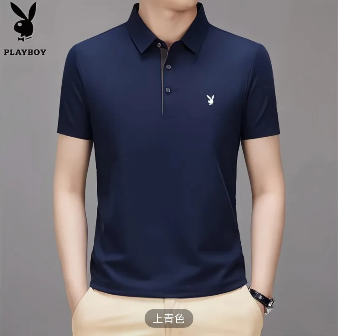 PLAYBOY/花花公子夏季男士商务休闲冰丝polo衫