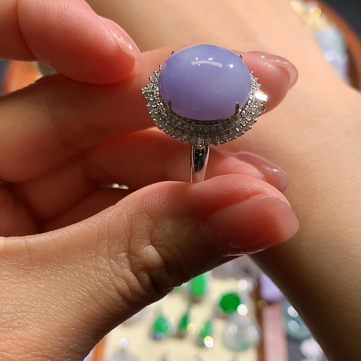 翡翠戒指18K金镶嵌戒指吊坠两用款