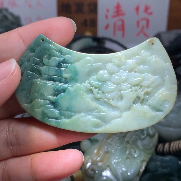 翡翠颈饰未镶嵌保真天然A货翡翠