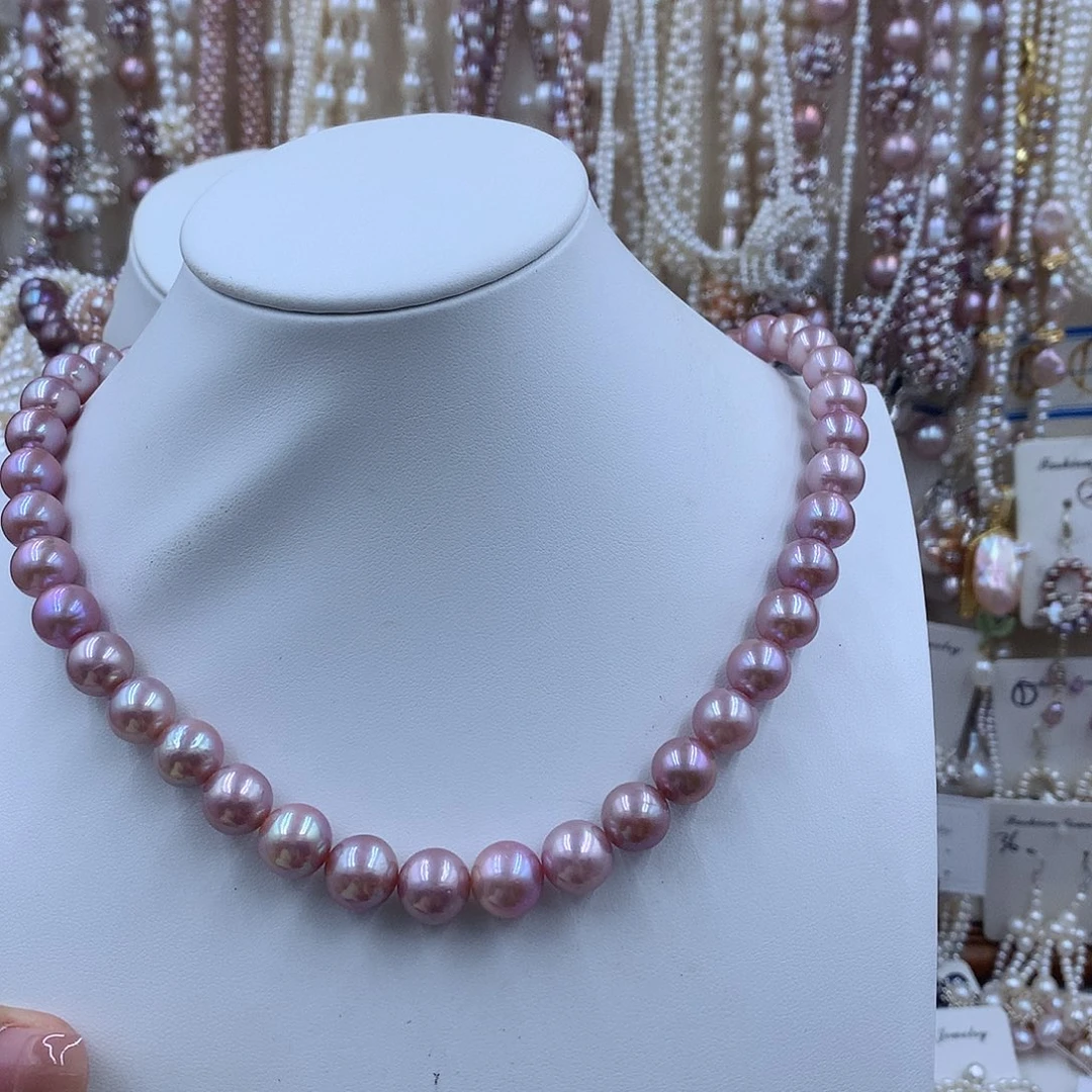 项链银S925镶嵌淡水珍珠一***糖