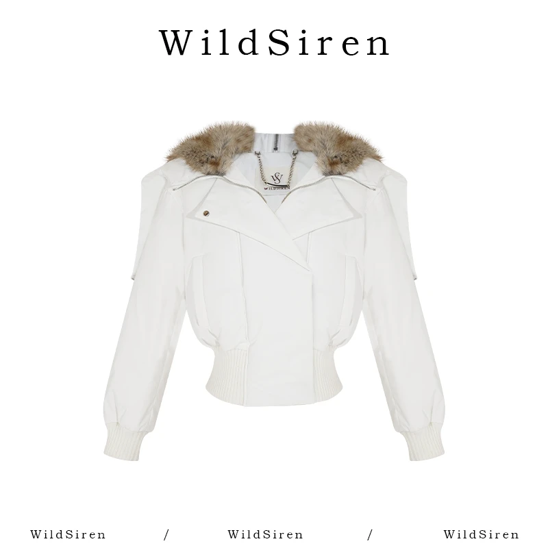 【Wildsiren】秋冬白色连帽收腰显瘦羽绒外套370161
