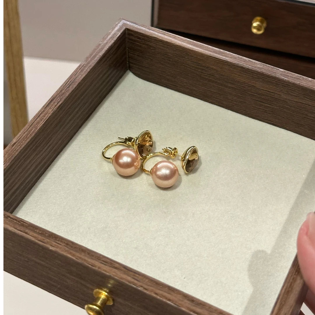 铜合金耳饰 【花丛】几何方块珠珠耳钉优雅高级感耳饰