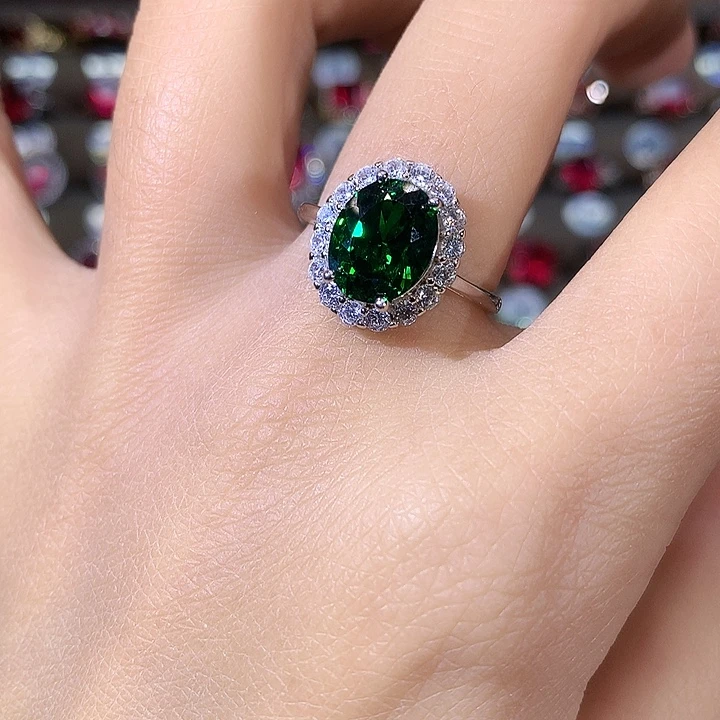 碧玺银S925镶嵌戒指白810