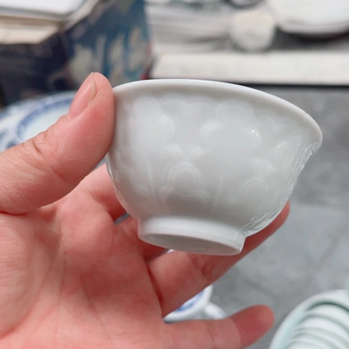 青花玲珑小杯小树