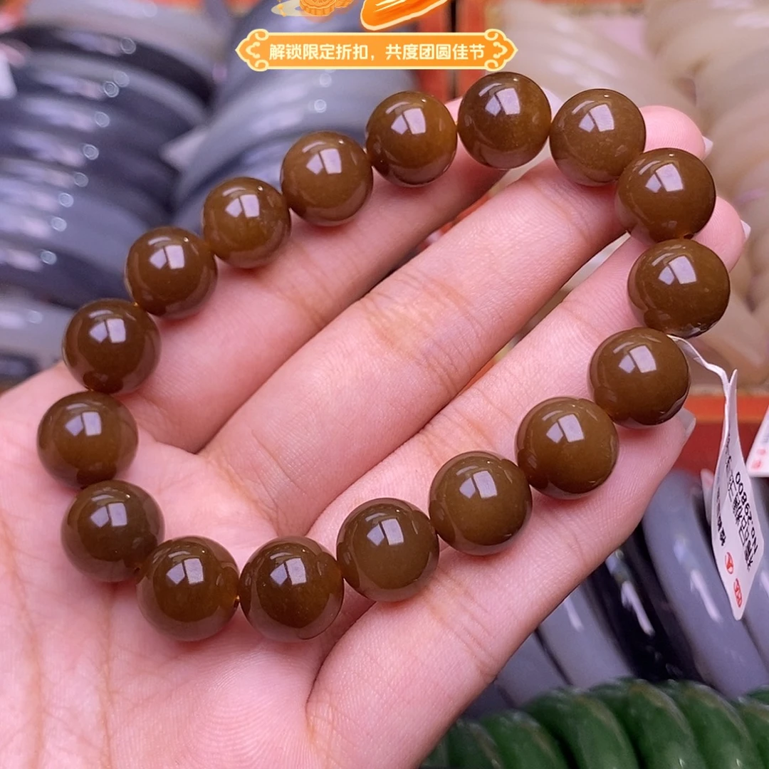 未镶嵌手链和田玉 糖玉红糖老料手串12mm
