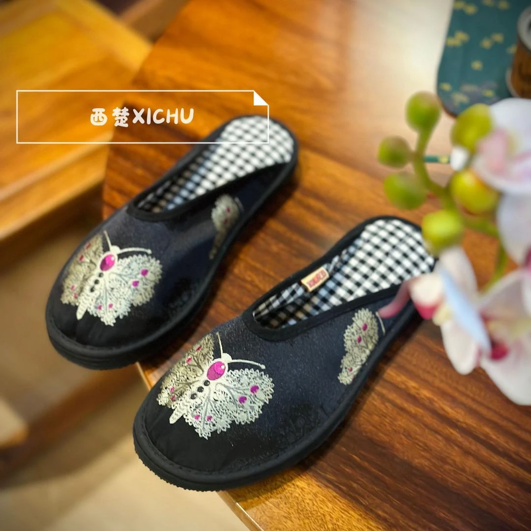 西楚凤尾蝶拖鞋单鞋-【春季新款-西楚XICHU手工千层底布鞋】