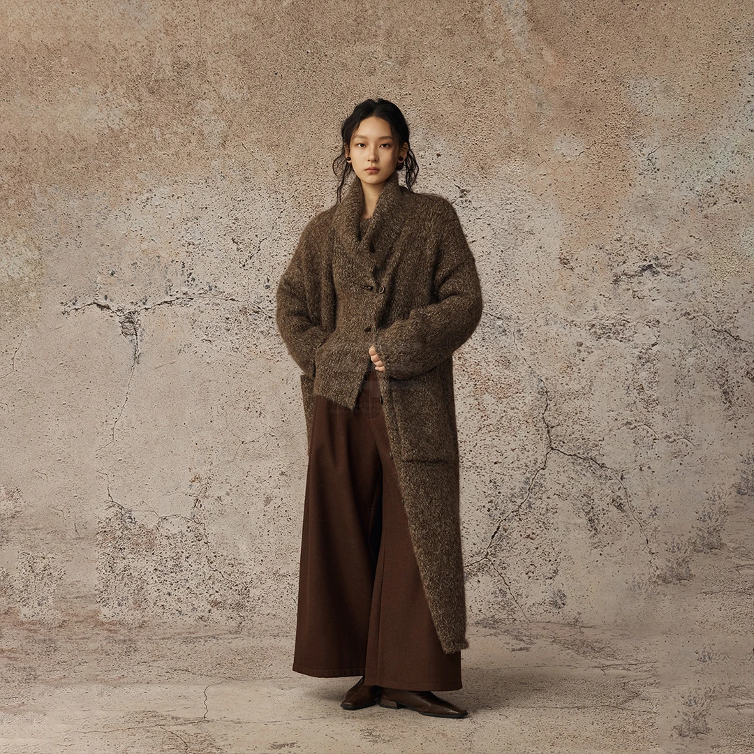CatalpaLew「冬笙」墟生美学绵羊毛亮丝花纱毛织套装#C53196
