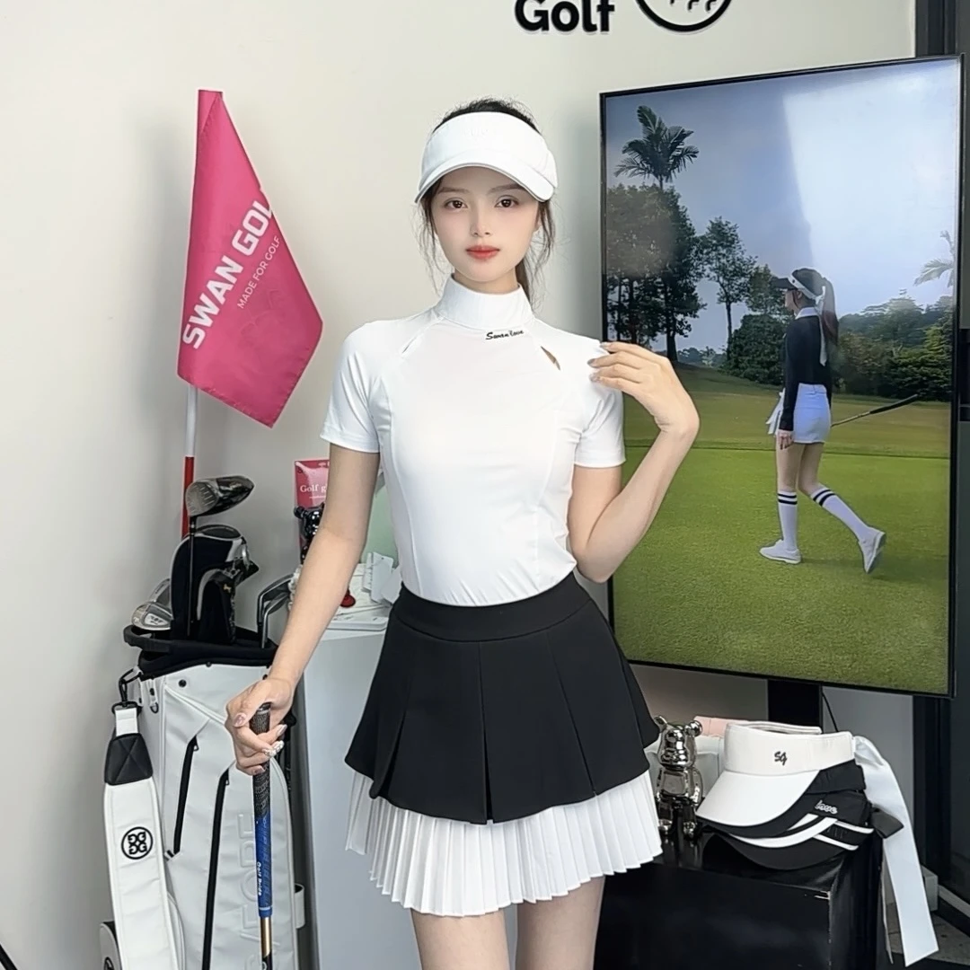 高尔夫运动服女装春夏防晒冰丝短袖T恤速干上衣时尚百搭百褶裙