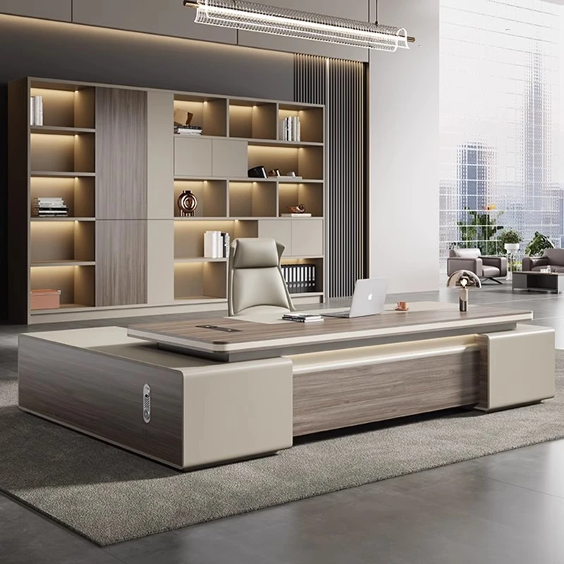简约现代老板办公桌椅组合新中式经理室总裁轻奢大班台高级感家具