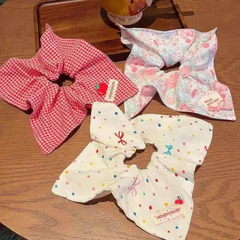 方块发圈蝴蝶结方巾大肠发圈女童新款扎马尾发绳女公主丸子头头饰