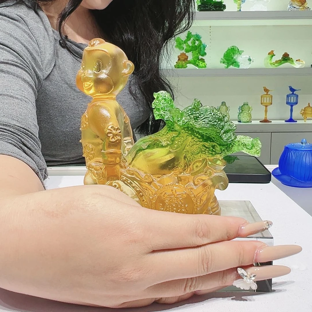 【闪购商品】手工艺品琉璃金猴送福
