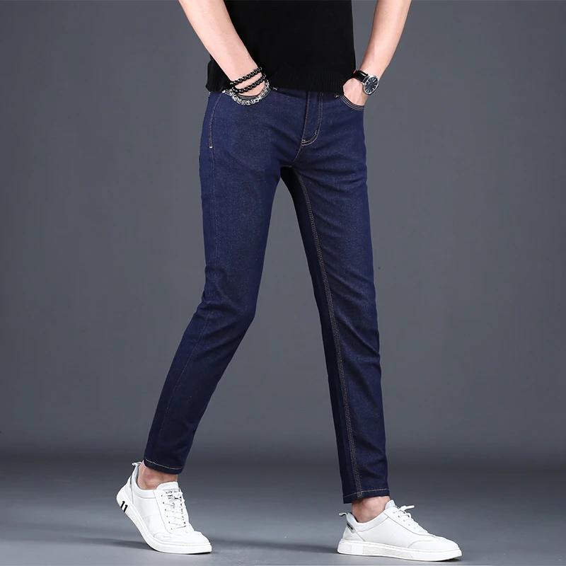 九分裤男款爆款2025新款防褪色夏季薄款三本针蓝色修身小脚男裤子