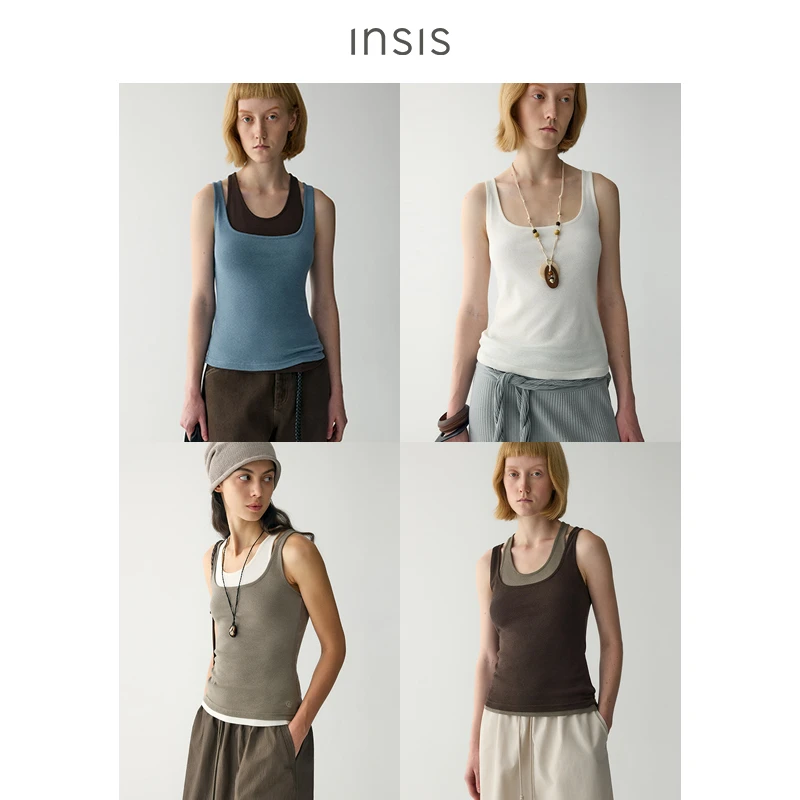 INSISFEMME【ohwehi专属】INSIS FEMME U领基础合身背心FN25111703