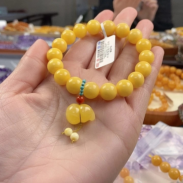 未镶嵌琥珀手链?****丸蜜蜡手串11