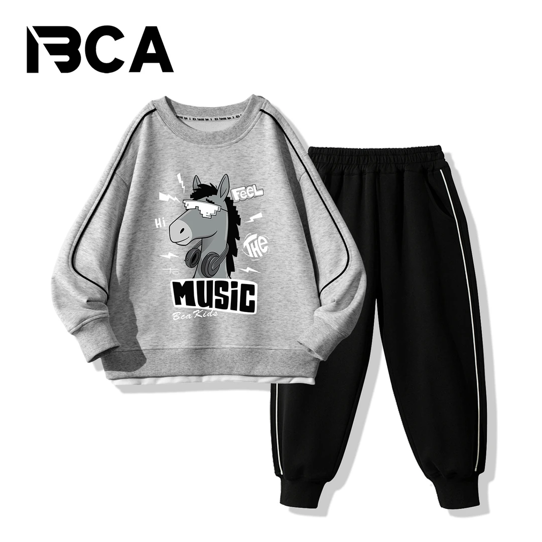 BCA【冠军代言】中大童秋季男童休闲运动卫衣套装假两件S-001+GN2