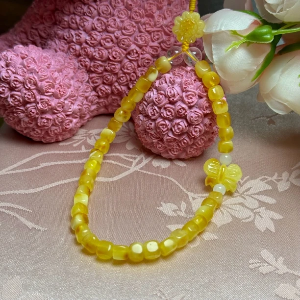 【玉涵珠宝】天然蜜蜡方糖手机链808