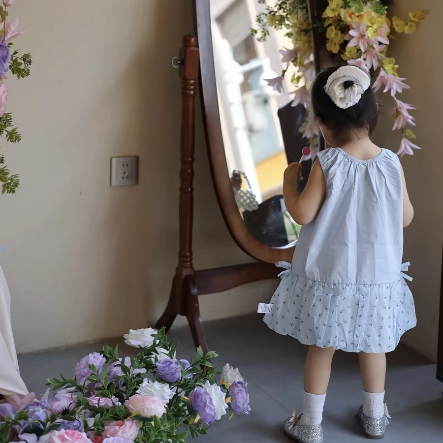 公主裙女童结裙子碎花拼接连衣裙