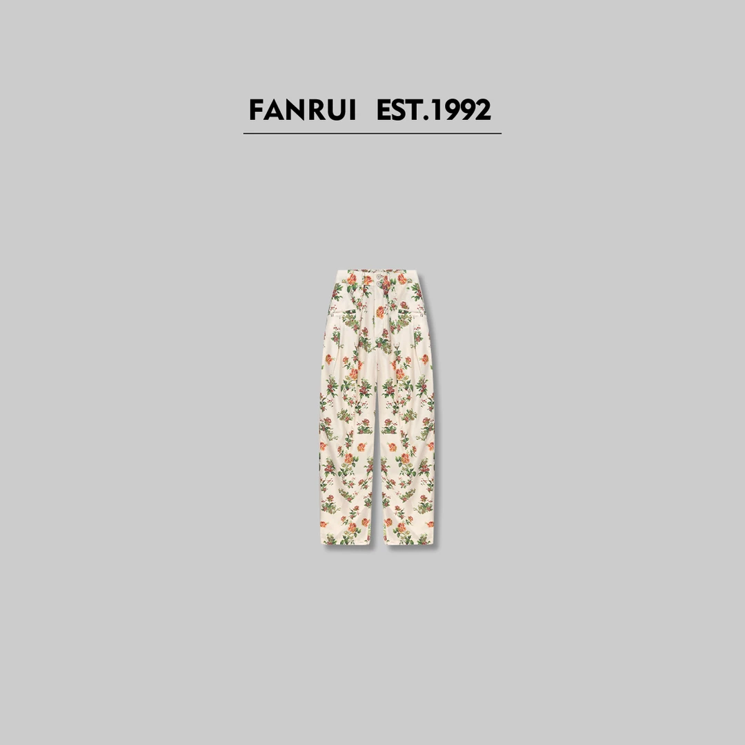 FANRUI/泛芮「花海漫步」小众垂感洋气高级感夏季碎花直筒裤B15700