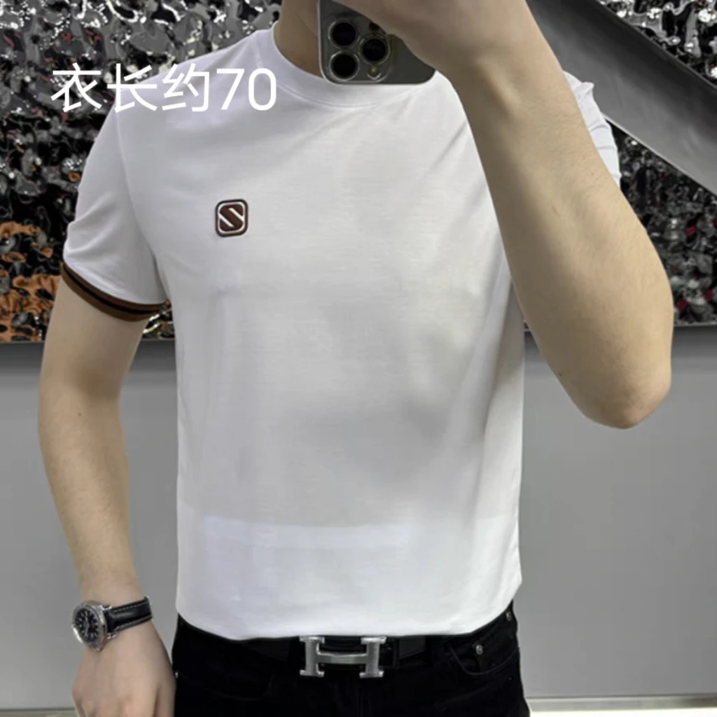 夏季男士高品质时尚百搭商务欧货圆领T恤 68106