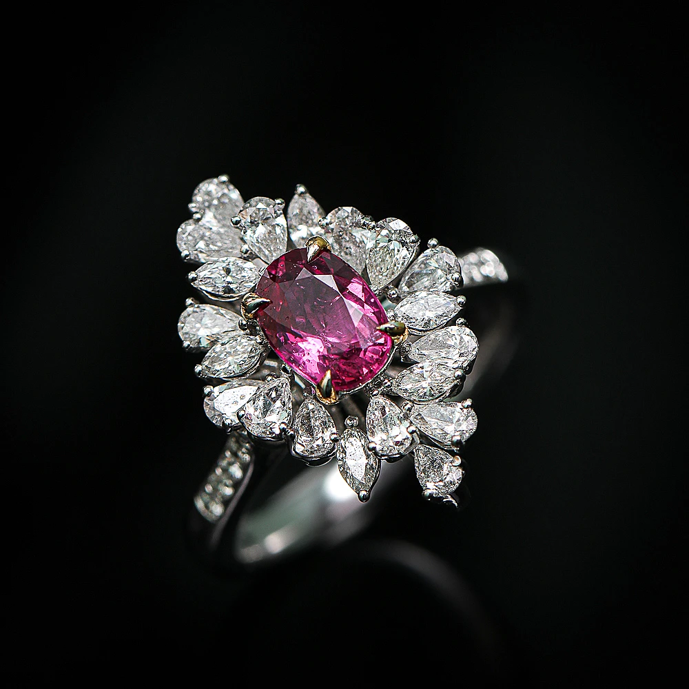 18K金红宝石戒指设计款