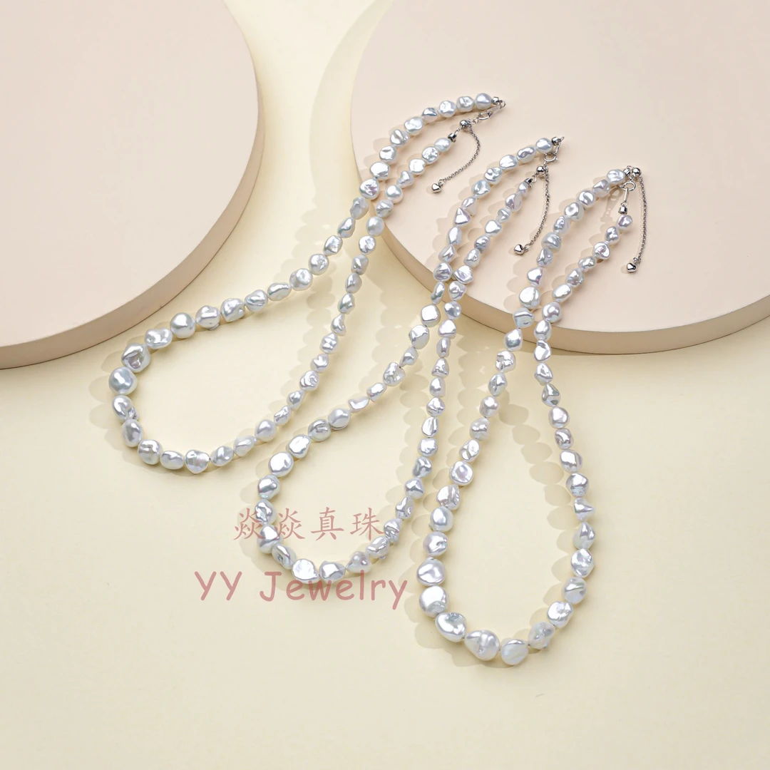 【冰美人】野生keshi项链 5-9mm S925银（多样性发一）E87