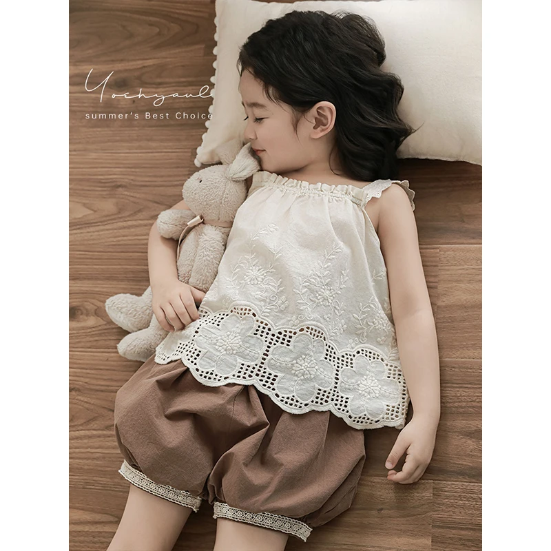 YOEHYAUL/幼悠【天然云朵】夏肆波下女童公主纯棉纯色 吊带 X4895