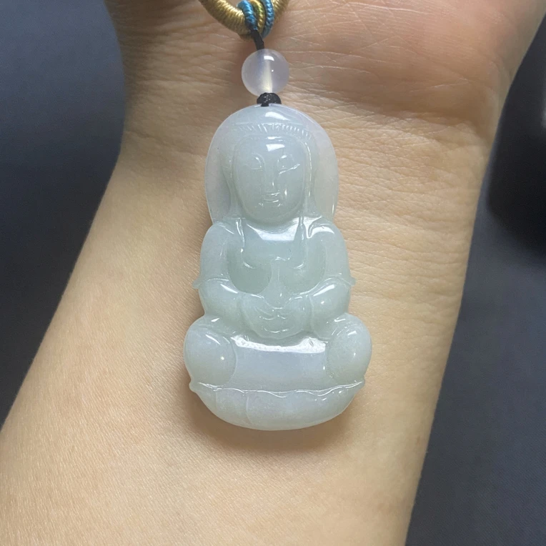 天然缅甸翡翠A货观音坐莲观音精品吊坠 多样性发一