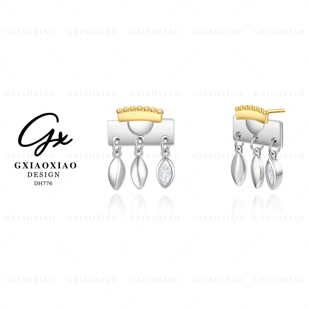 G XIAOXIAO 镀K金 【摇叶流苏】高级感轻奢个性精致耳环 DH776