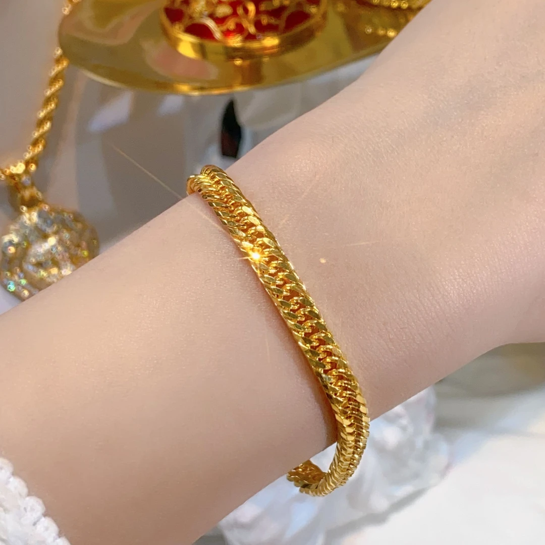 【苏妮法】足金999喜平手链素款5G黄金时尚轻奢小众百搭手链19.80克