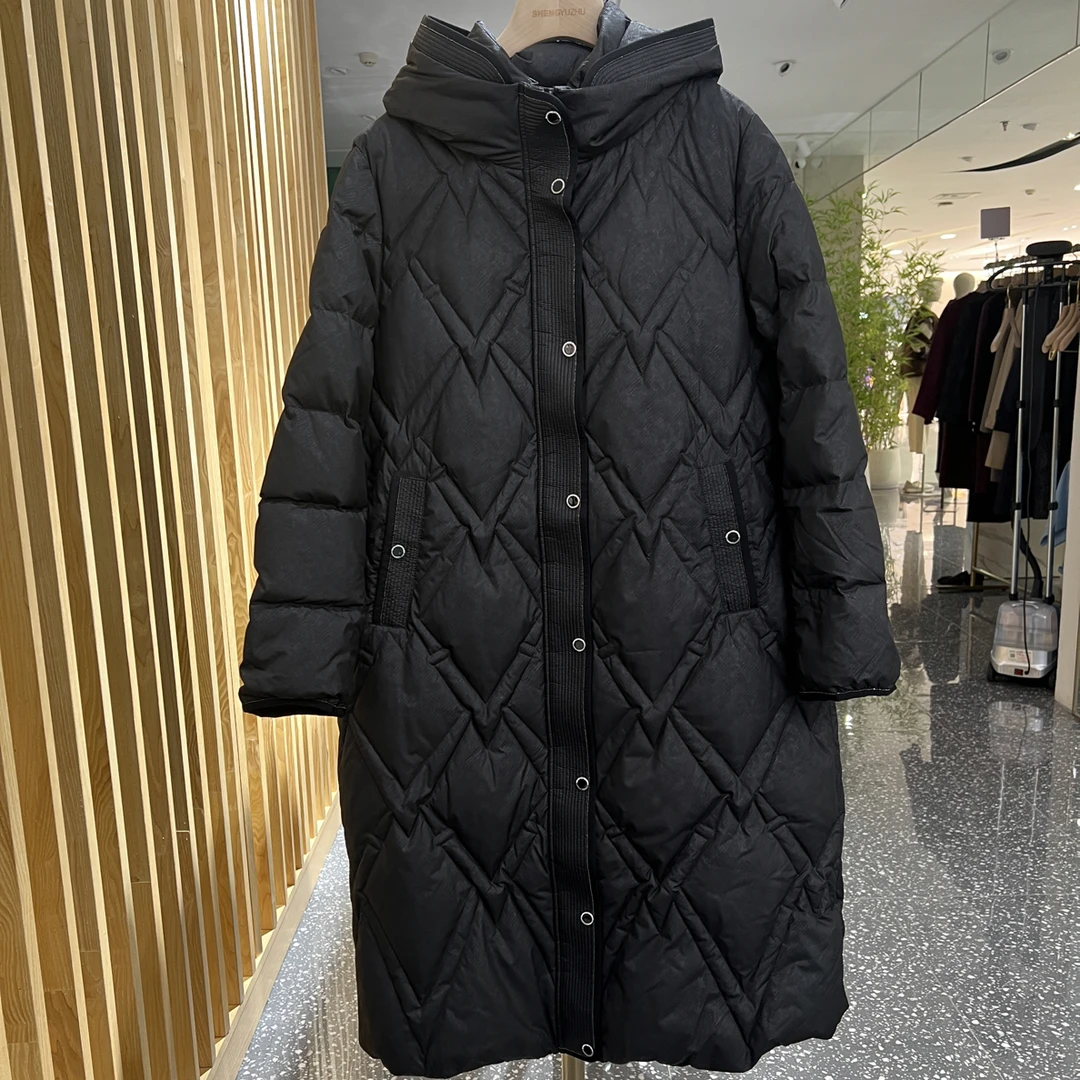 声雨竹1R817中长款连帽常规宽松显瘦纯色保暖休闲百搭棉服棉衣