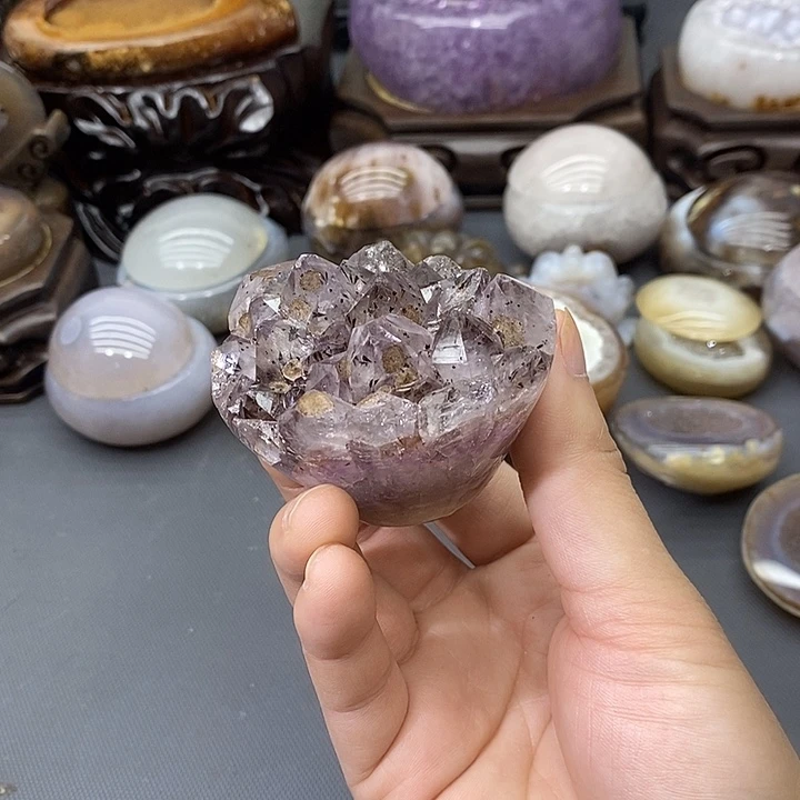 摆件未镶嵌紫晶紫钛手捧花