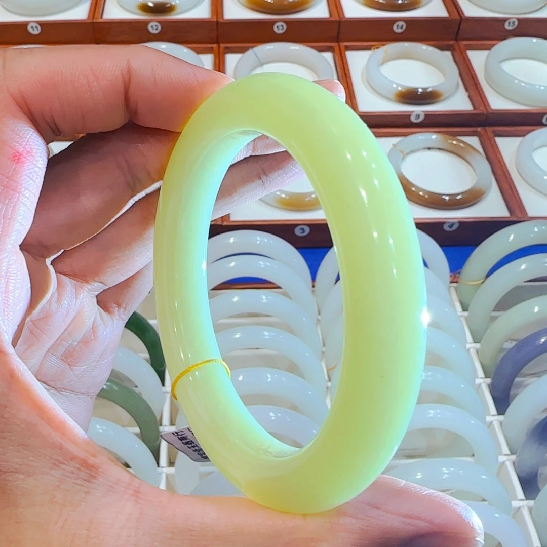 和田玉未镶嵌手镯青黄口58 59