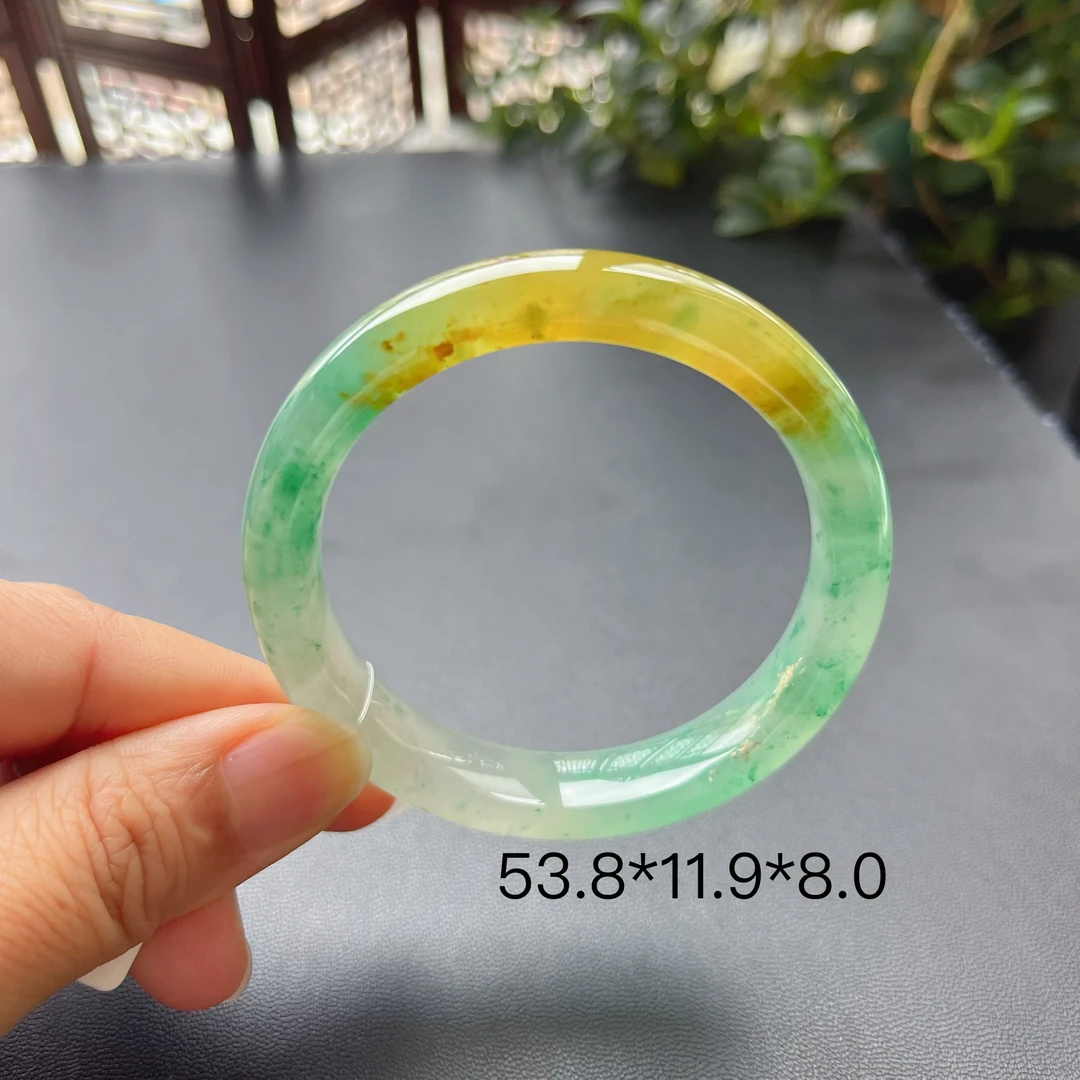 非洲翠 黄加绿 6313福利放漏 冰底飘花手镯 自行下单