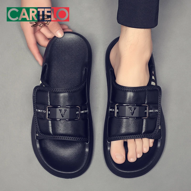 CARTELO/卡帝乐鳄鱼休闲风轻便夏季防臭时尚室外休闲纯色沙滩鞋