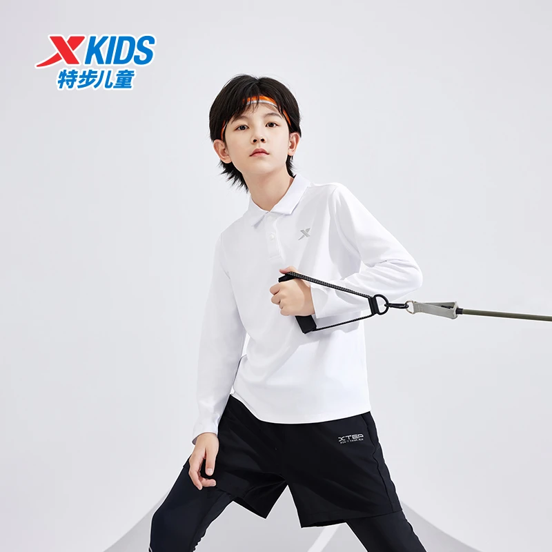 特步儿童速干POLO舒适打底针织衫中大童休闲百搭长袖675126039113