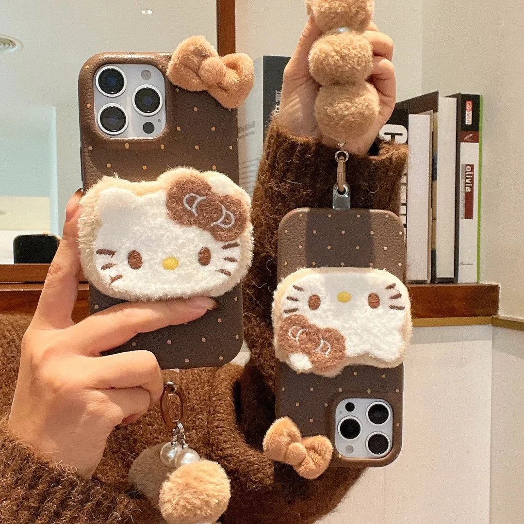 ins毛绒kitty猫适用于苹果17/16/15/14/13秋冬12/11手机壳可爱
