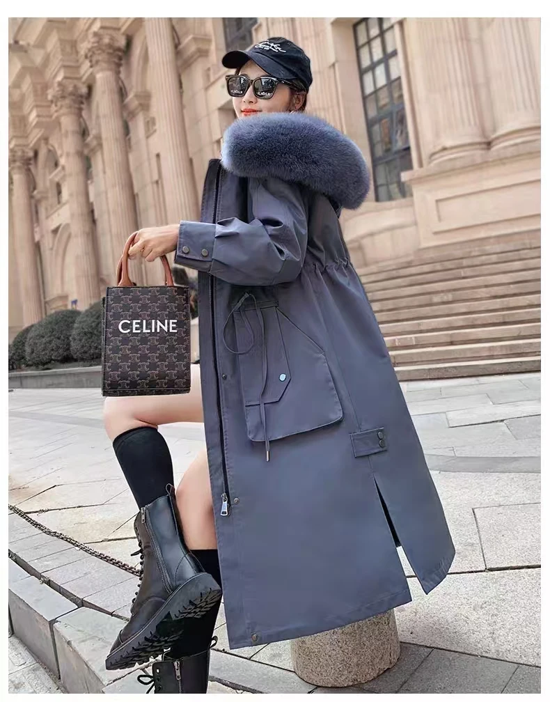 【TD专属】2024新款芳华狐狸大毛领兔毛内胆可拆卸时尚百搭